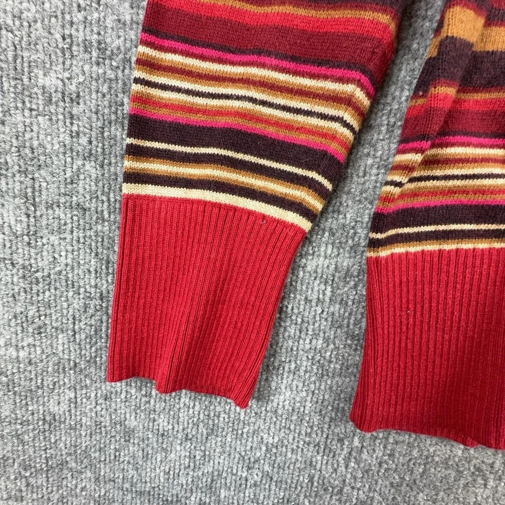 Eddie Bauer Sweater Womens XL Multicolor Striped Turtleneck Henley Knit Pullover